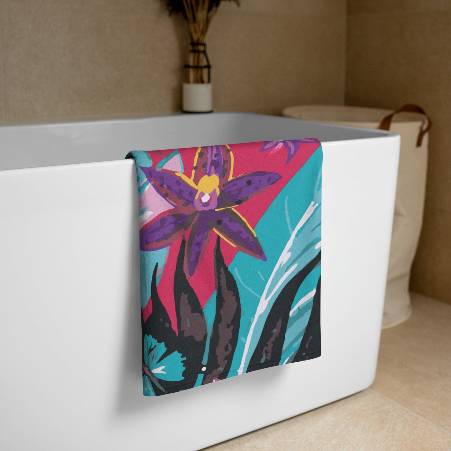 Flowers and Butterflies Collection Towel - Aboriginal Art by Lani