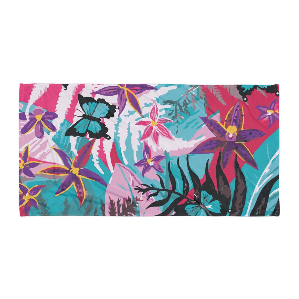 Flowers and Butterflies Collection Towel - Aboriginal Art by Lani
