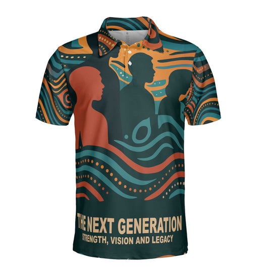 NAIDOC 25 "The Next Generation" Men's Polo Shirt (Midweight) - Aboriginal Art by LaniPolo Shirt