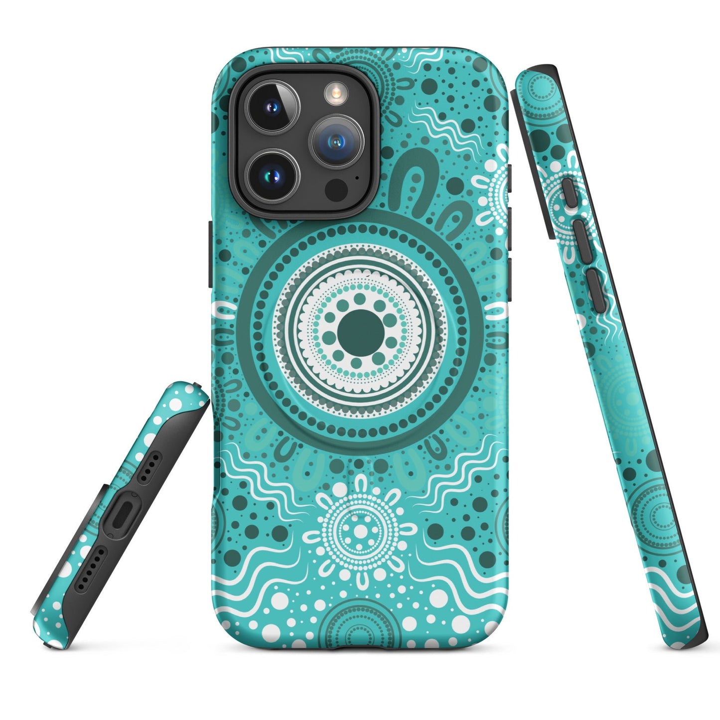 "Woven Together" Aqua MagSafe® Tough Case for iPhone® - Aboriginal Art by Lani