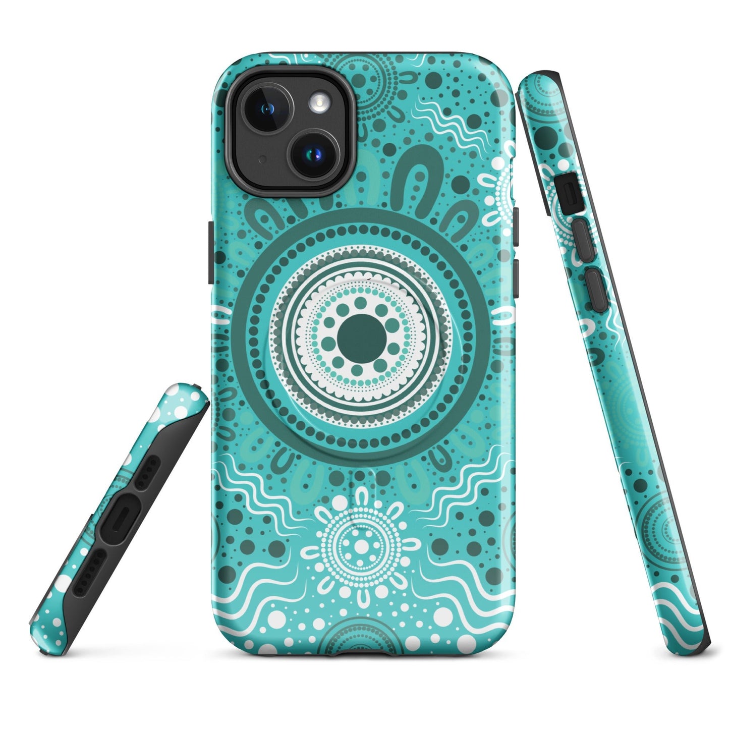 "Woven Together" Aqua MagSafe® Tough Case for iPhone® - Aboriginal Art by Lani