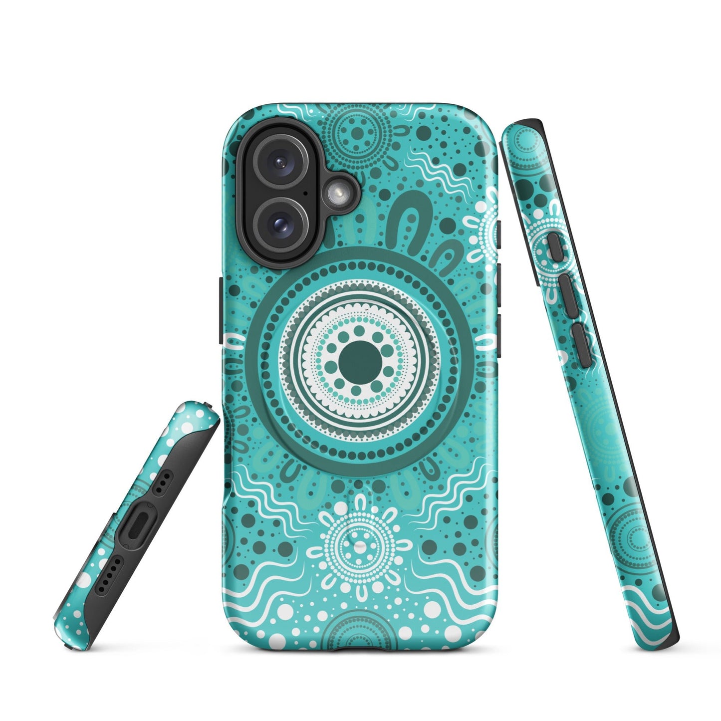 "Woven Together" Aqua MagSafe® Tough Case for iPhone® - Aboriginal Art by Lani