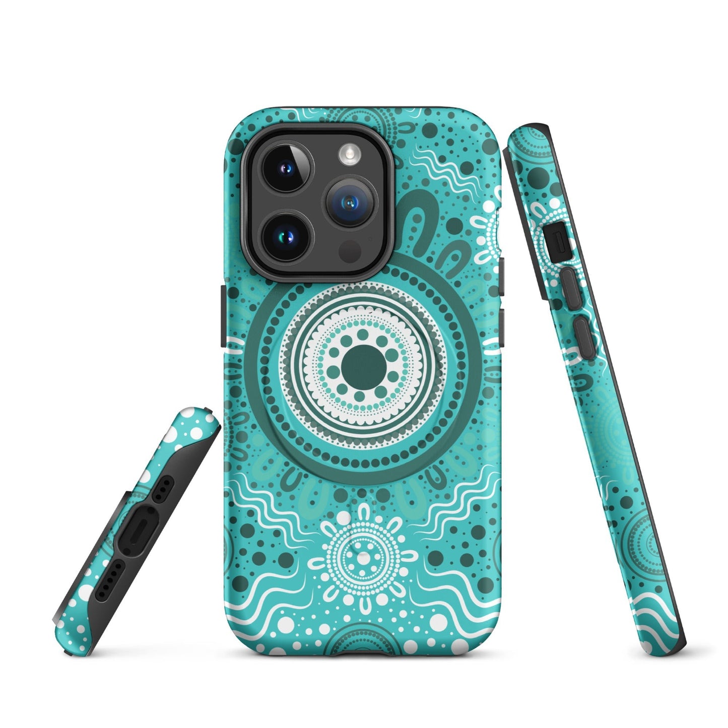 "Woven Together" Aqua MagSafe® Tough Case for iPhone® - Aboriginal Art by Lani