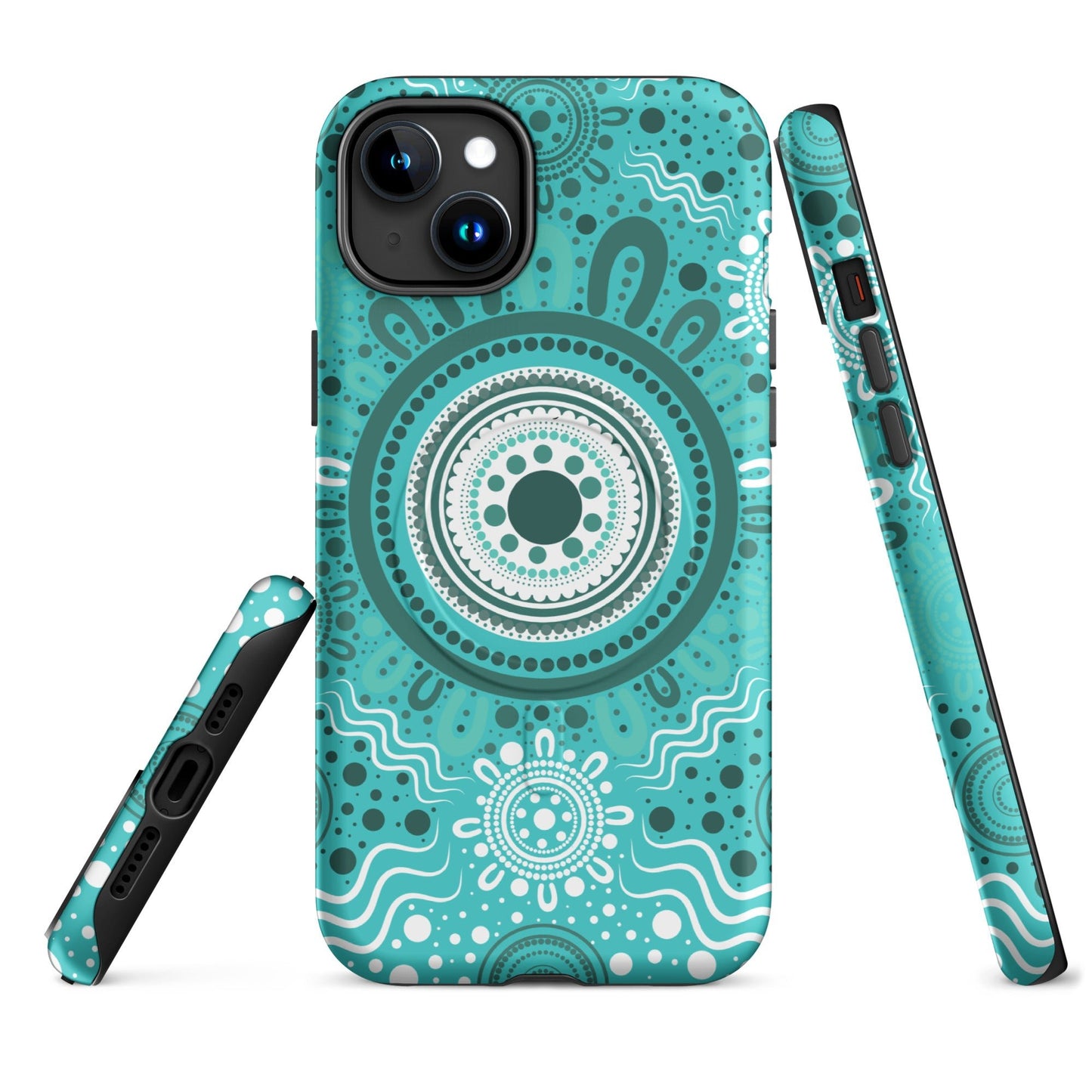 "Woven Together" Aqua MagSafe® Tough Case for iPhone® - Aboriginal Art by Lani