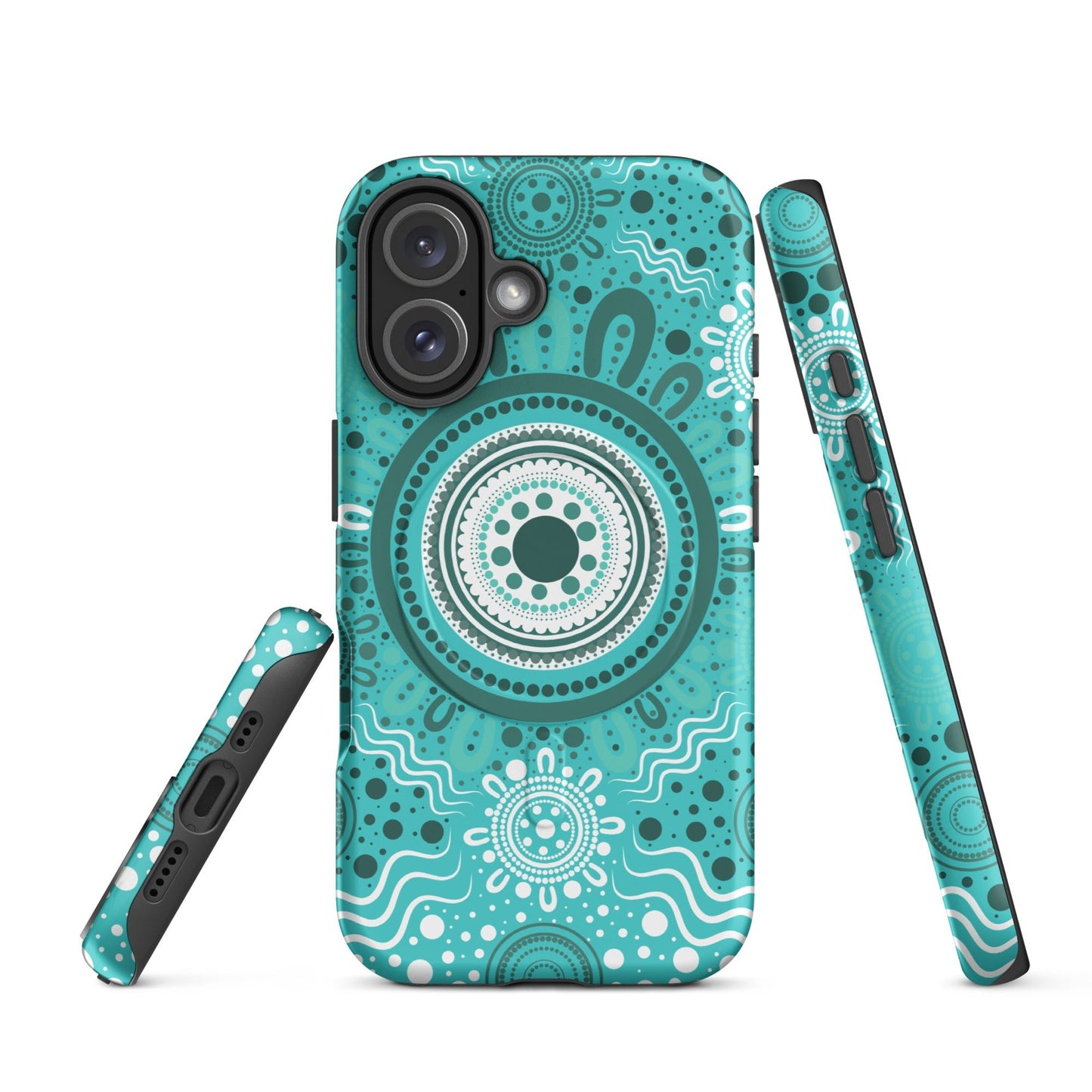 "Woven Together" Aqua MagSafe® Tough Case for iPhone® - Aboriginal Art by Lani