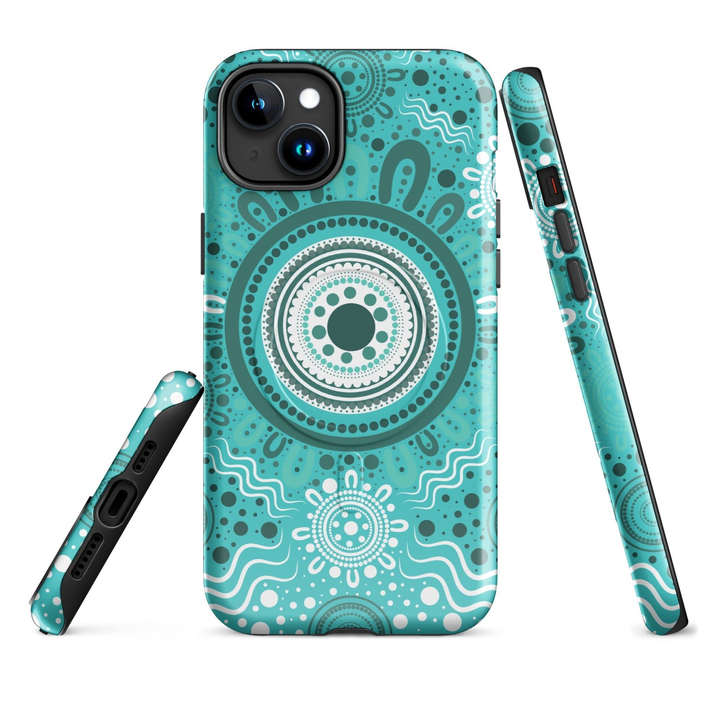 "Woven Together" Aqua MagSafe® Tough Case for iPhone® - Aboriginal Art by Lani