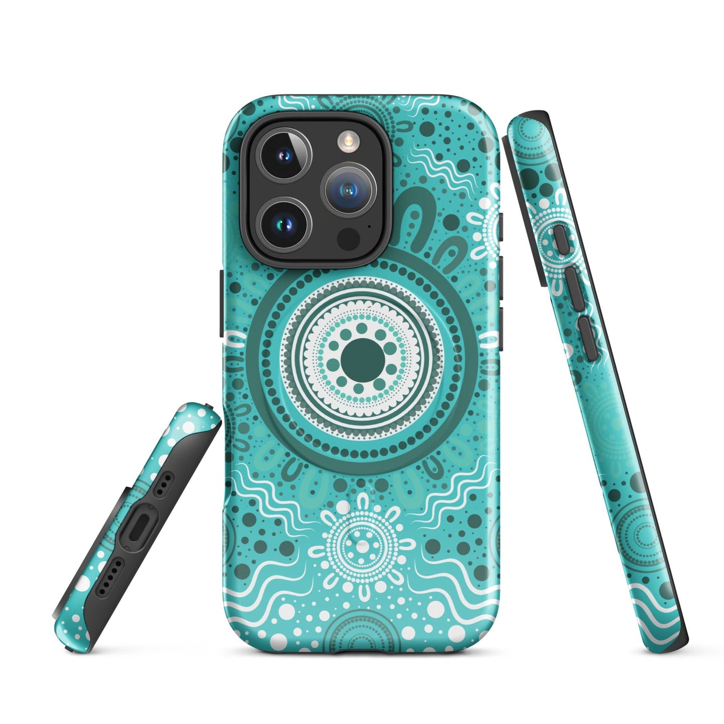 "Woven Together" Aqua MagSafe® Tough Case for iPhone® - Aboriginal Art by Lani