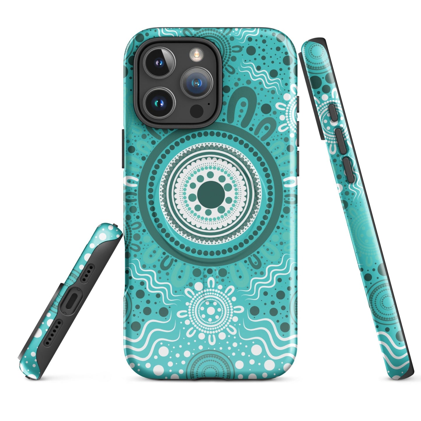 "Woven Together" Aqua MagSafe® Tough Case for iPhone® - Aboriginal Art by Lani
