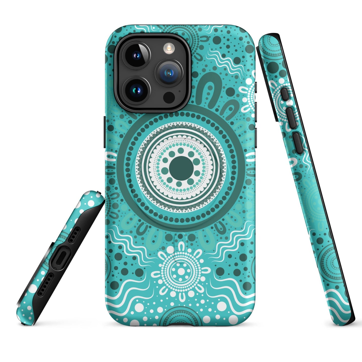 "Woven Together" Aqua MagSafe® Tough Case for iPhone® - Aboriginal Art by Lani