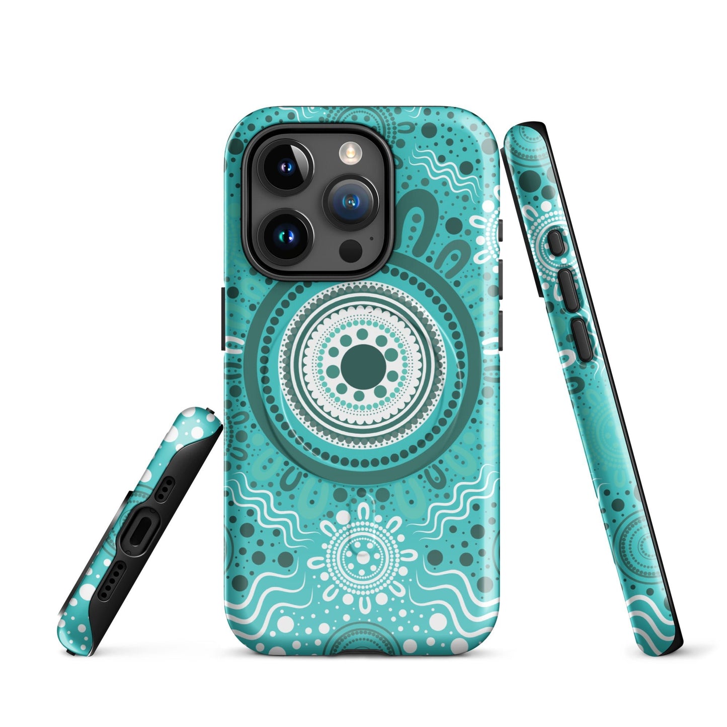 "Woven Together" Aqua MagSafe® Tough Case for iPhone® - Aboriginal Art by Lani