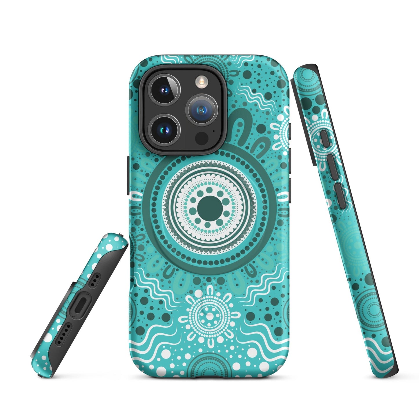 "Woven Together" Aqua MagSafe® Tough Case for iPhone® - Aboriginal Art by Lani