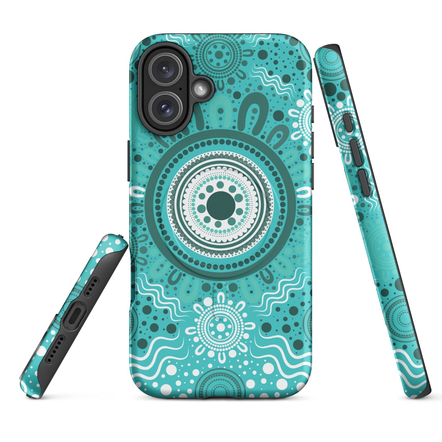 "Woven Together" Aqua MagSafe® Tough Case for iPhone® - Aboriginal Art by Lani