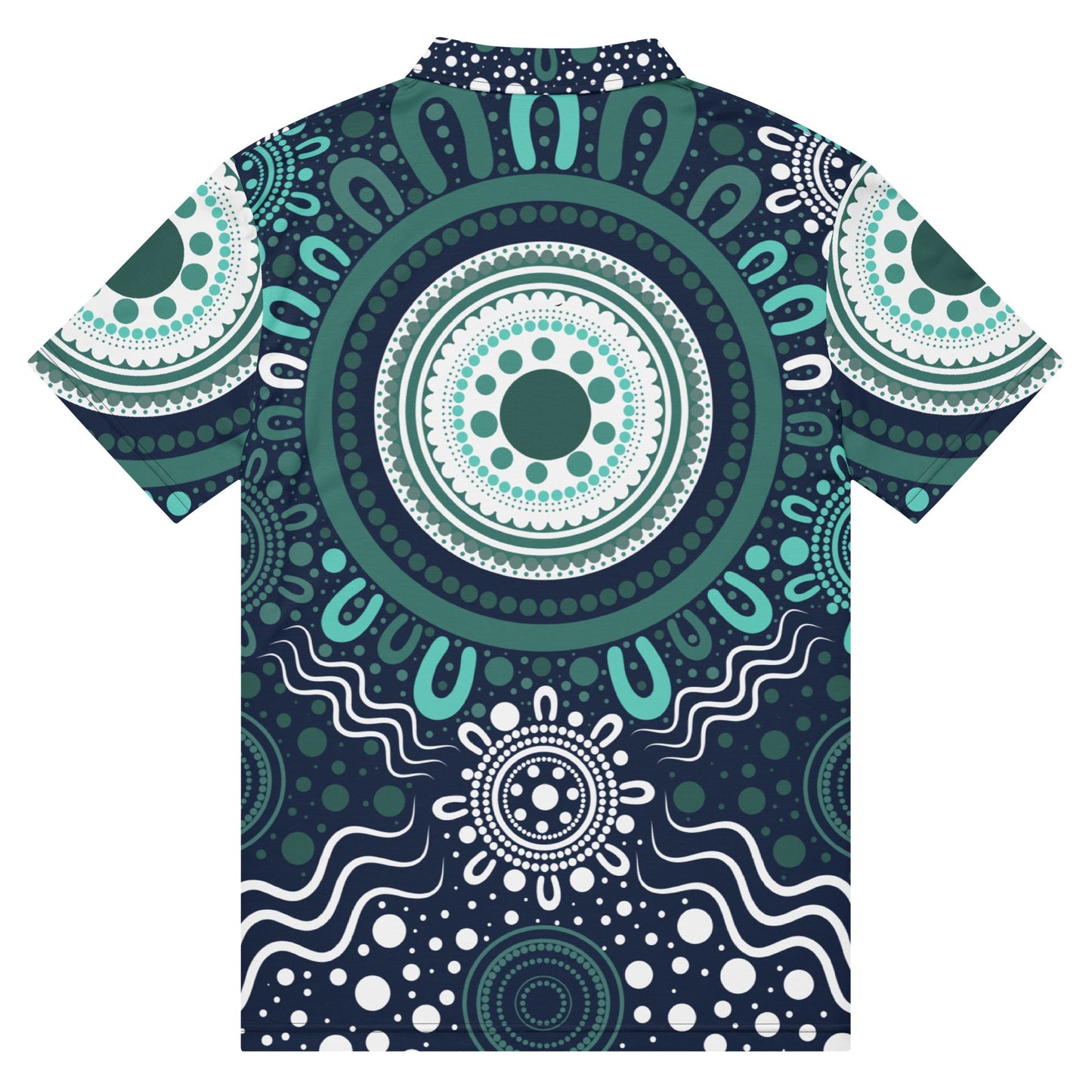 "Woven Together" Aqua Polo Shirt - Aboriginal Art by Lani