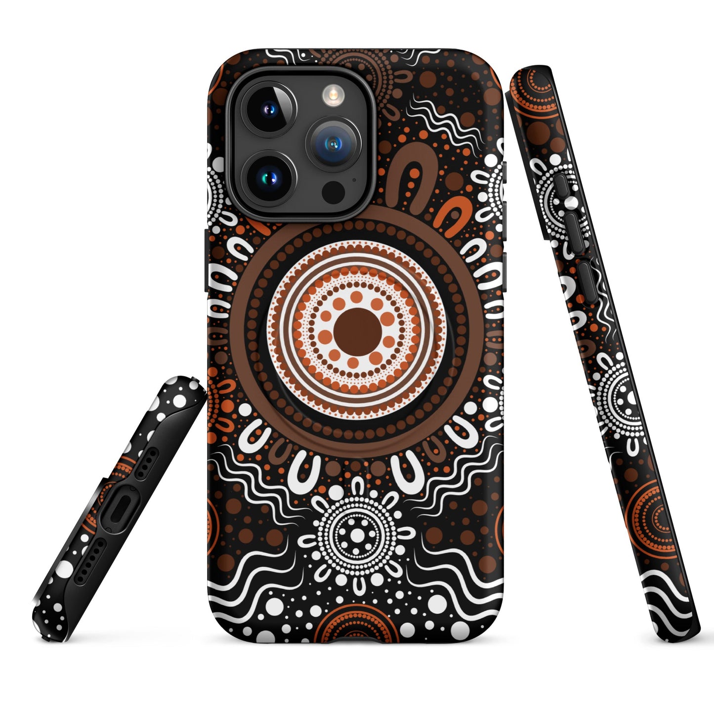 "Woven Together" Black and Brown MagSafe® Tough Case for iPhone® - Aboriginal Art by Lani