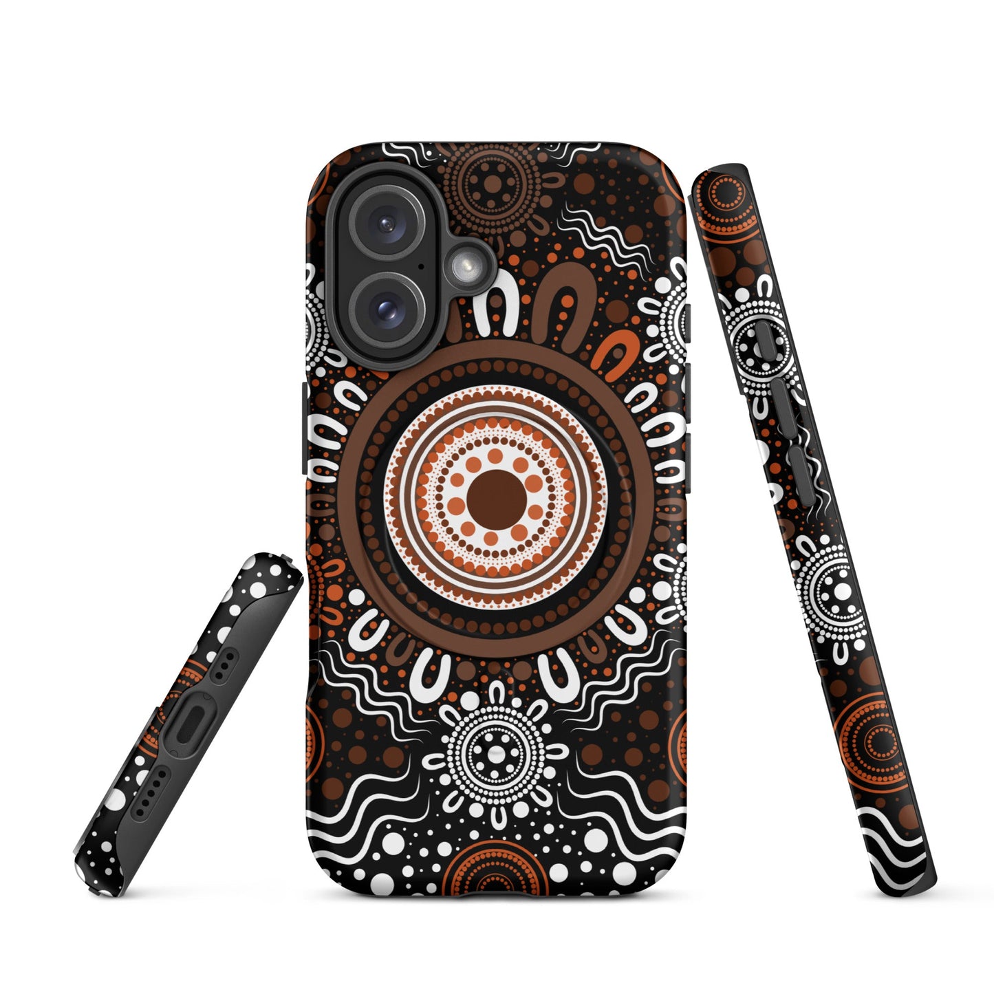 "Woven Together" Black and Brown MagSafe® Tough Case for iPhone® - Aboriginal Art by Lani