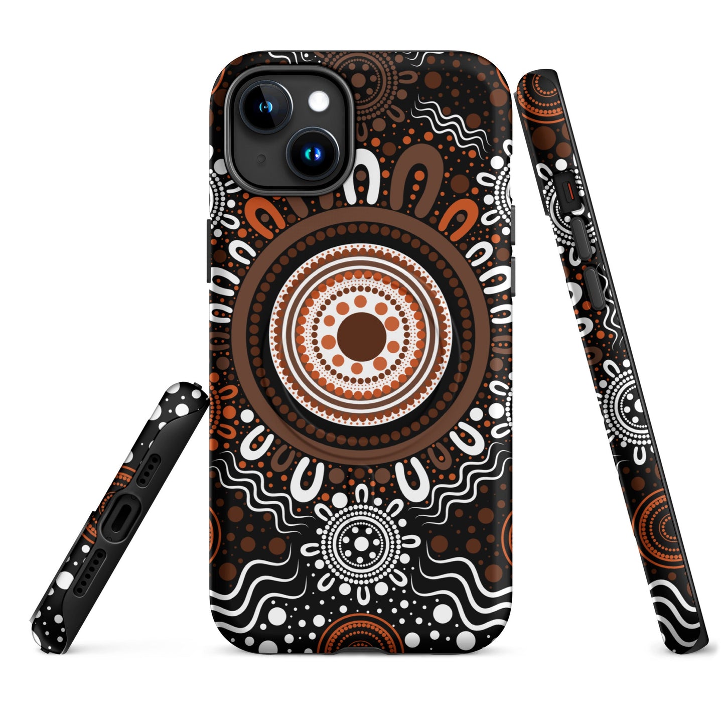 "Woven Together" Black and Brown MagSafe® Tough Case for iPhone® - Aboriginal Art by Lani