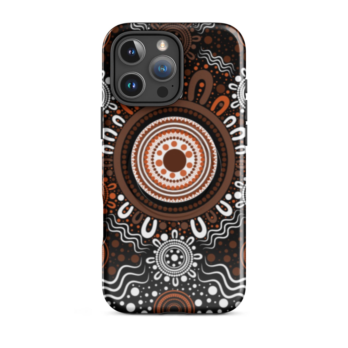 "Woven Together" Black and Brown MagSafe® Tough Case for iPhone® - Aboriginal Art by Lani