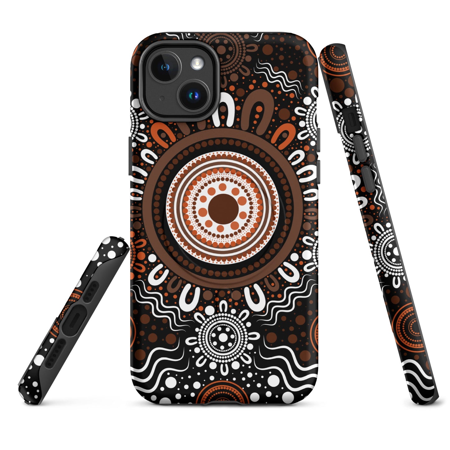 "Woven Together" Black and Brown MagSafe® Tough Case for iPhone® - Aboriginal Art by Lani