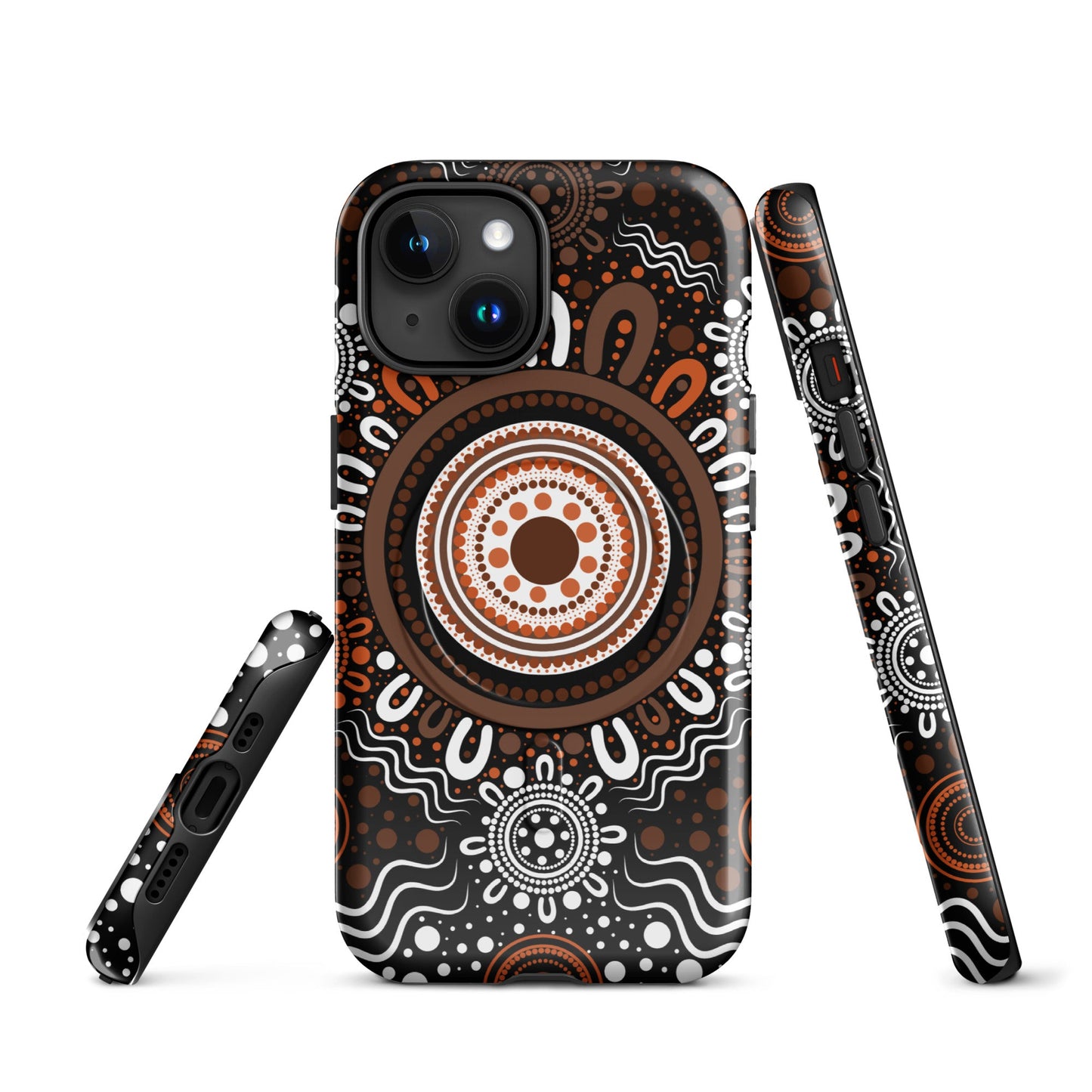 "Woven Together" Black and Brown MagSafe® Tough Case for iPhone® - Aboriginal Art by Lani