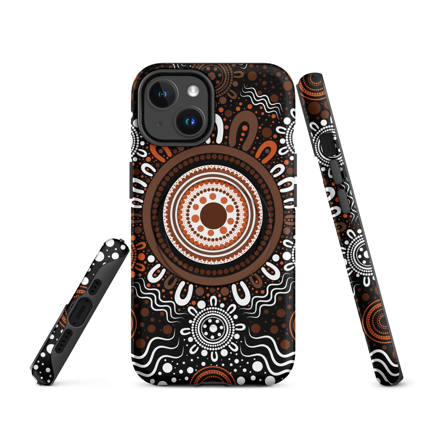 "Woven Together" Black and Brown MagSafe® Tough Case for iPhone® - Aboriginal Art by Lani
