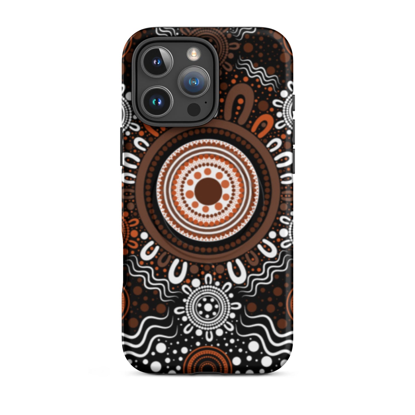 "Woven Together" Black and Brown MagSafe® Tough Case for iPhone® - Aboriginal Art by Lani