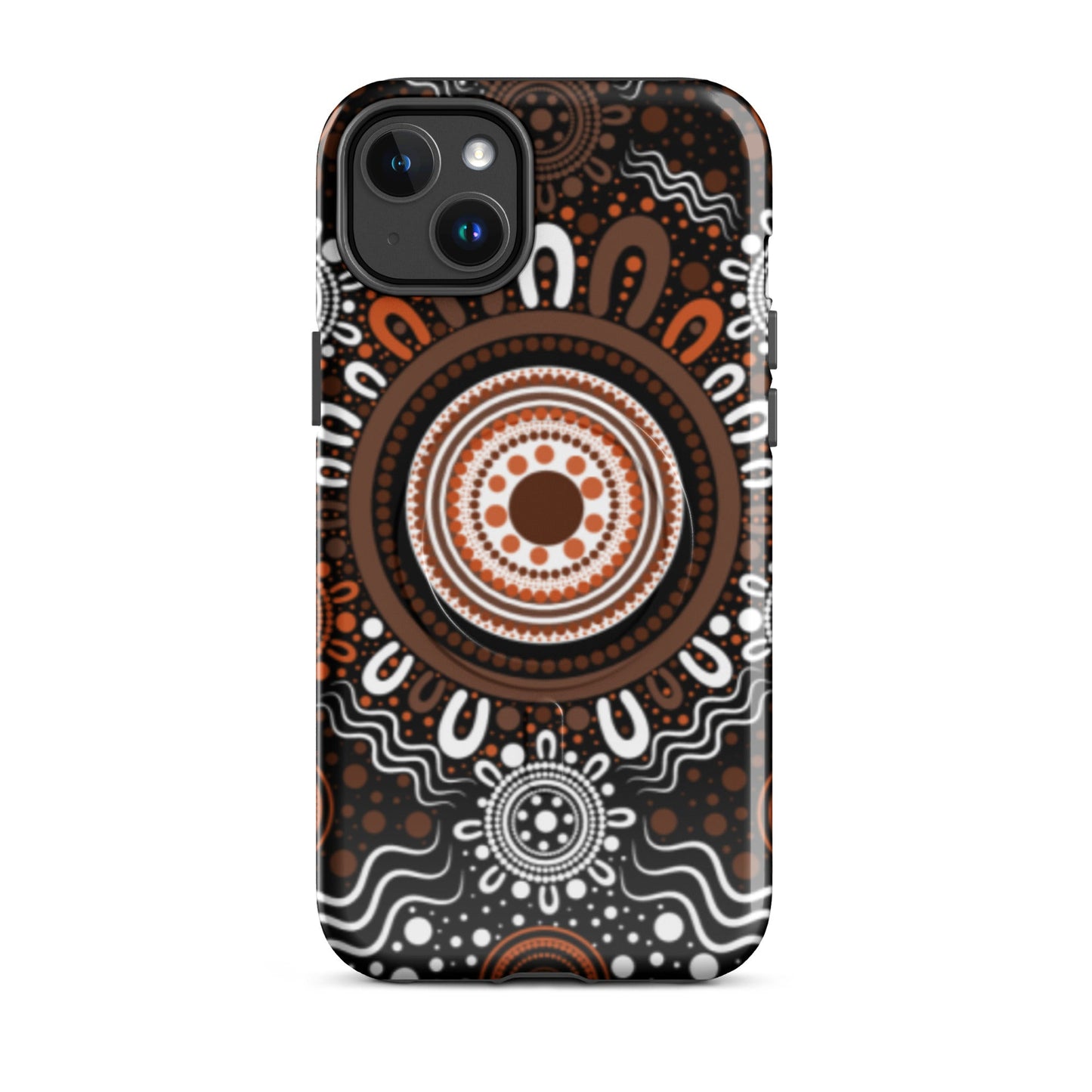 "Woven Together" Black and Brown MagSafe® Tough Case for iPhone® - Aboriginal Art by Lani