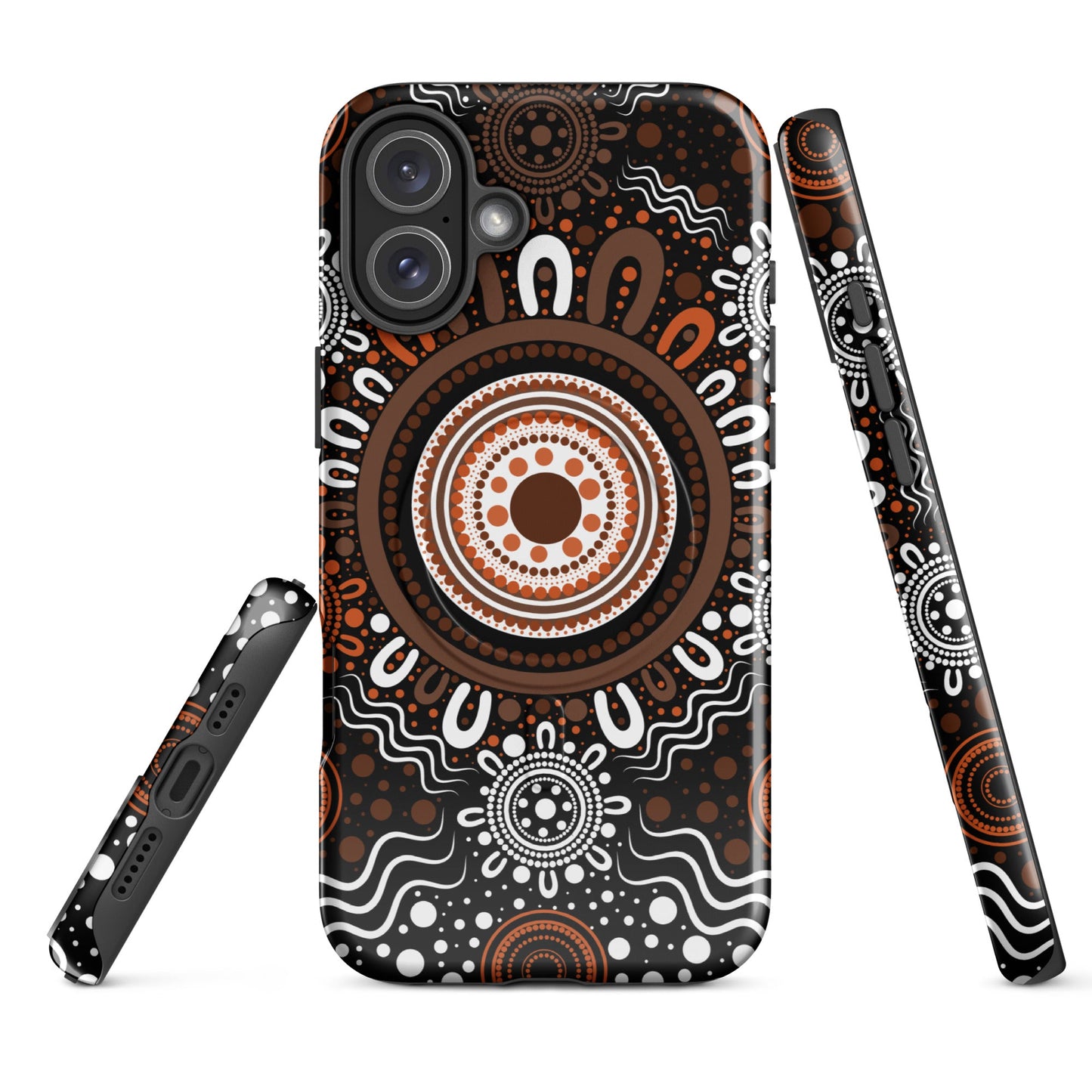 "Woven Together" Black and Brown MagSafe® Tough Case for iPhone® - Aboriginal Art by Lani