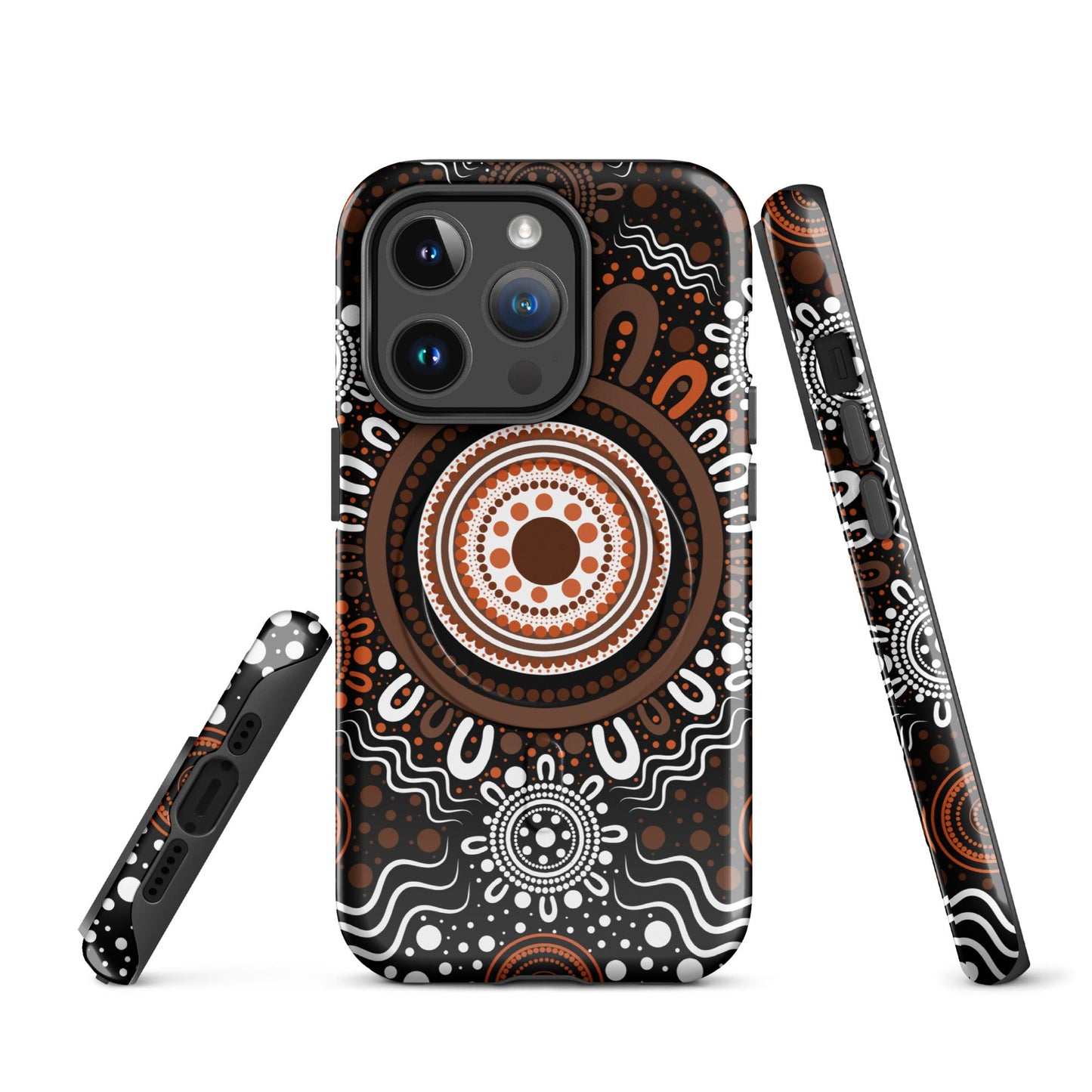 "Woven Together" Black and Brown MagSafe® Tough Case for iPhone® - Aboriginal Art by Lani