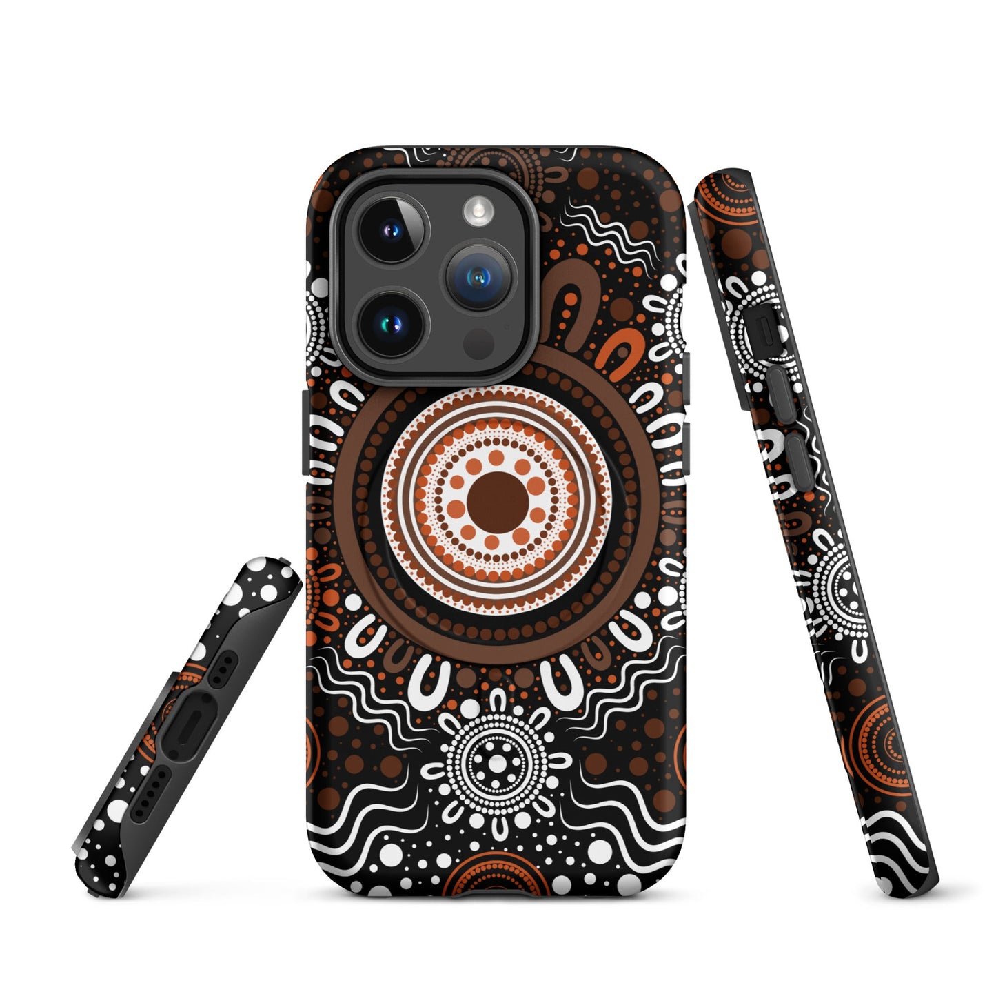 "Woven Together" Black and Brown MagSafe® Tough Case for iPhone® - Aboriginal Art by Lani