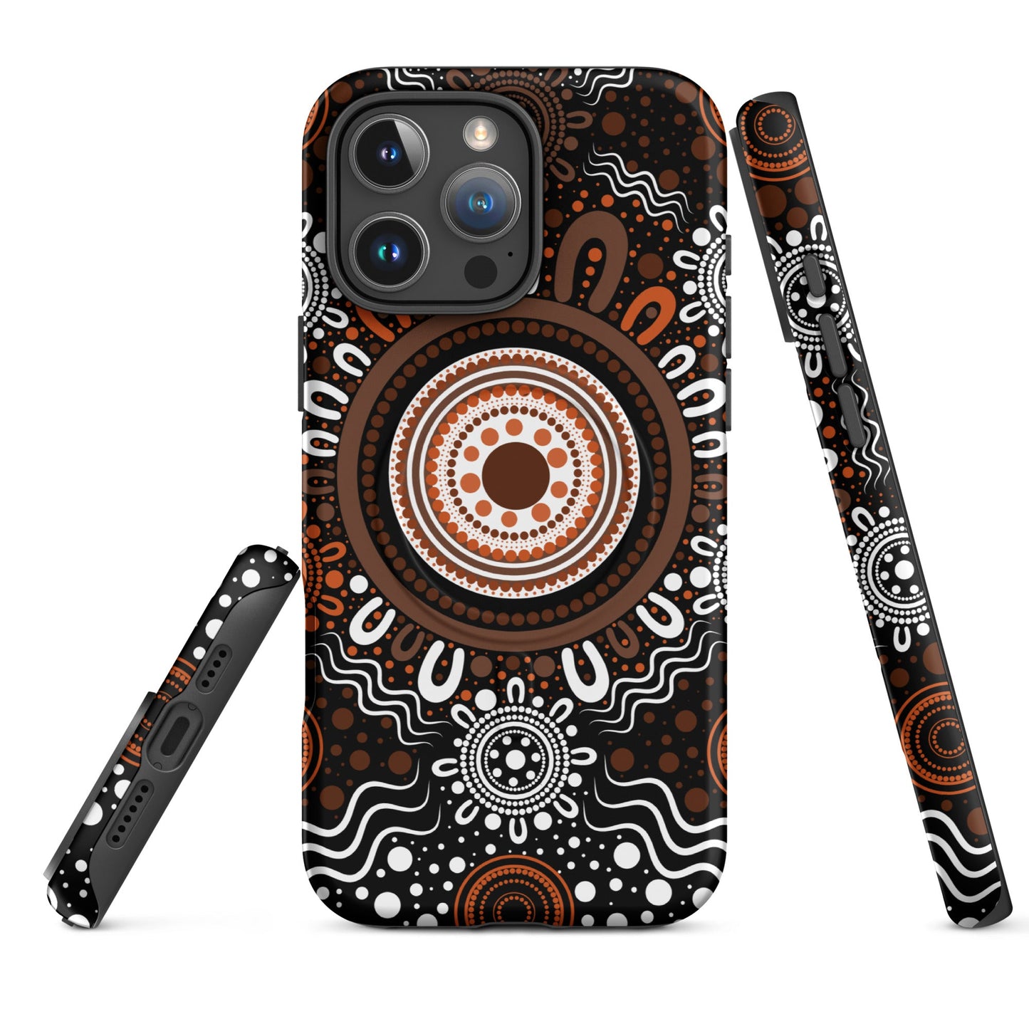 "Woven Together" Black and Brown MagSafe® Tough Case for iPhone® - Aboriginal Art by Lani