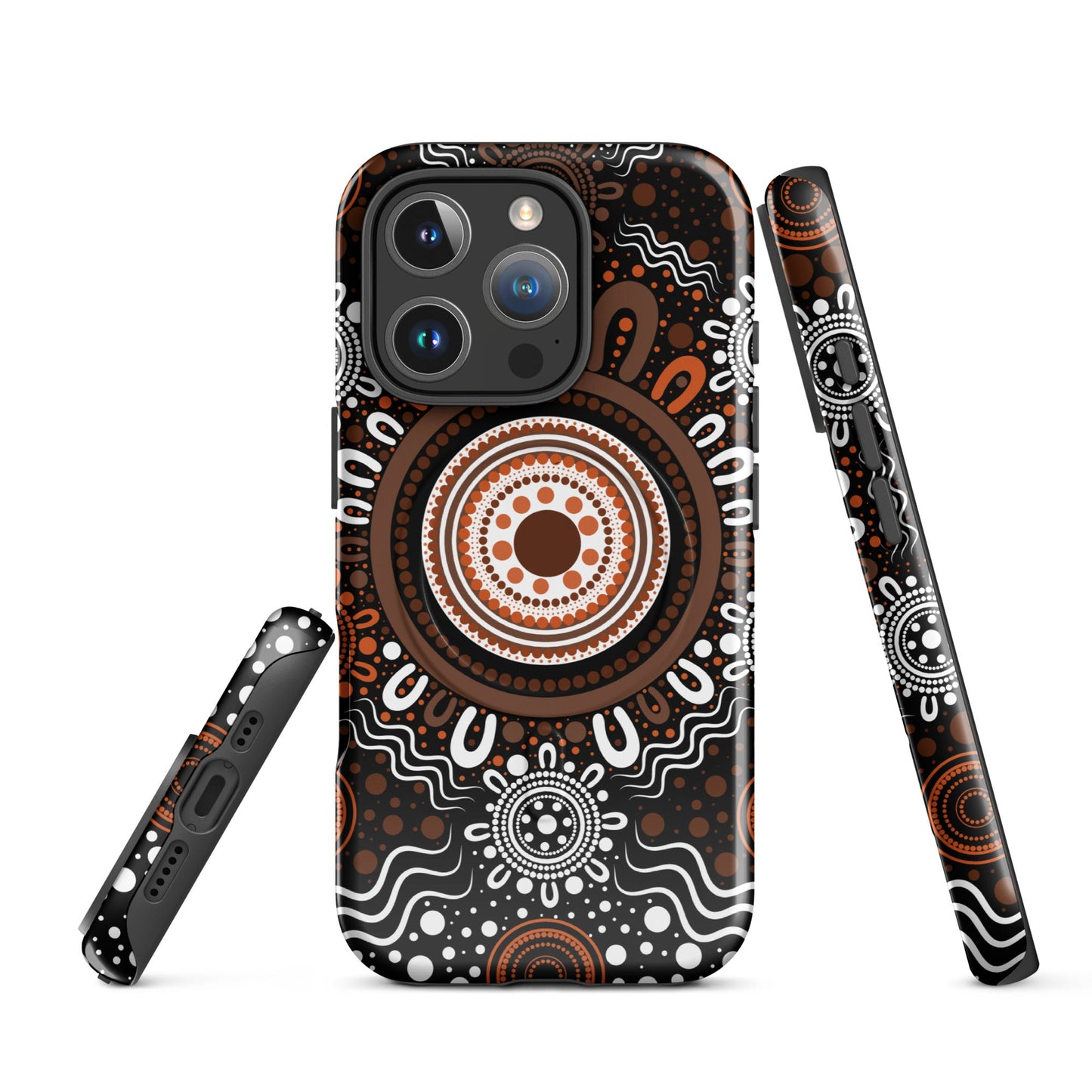 "Woven Together" Black and Brown MagSafe® Tough Case for iPhone® - Aboriginal Art by Lani