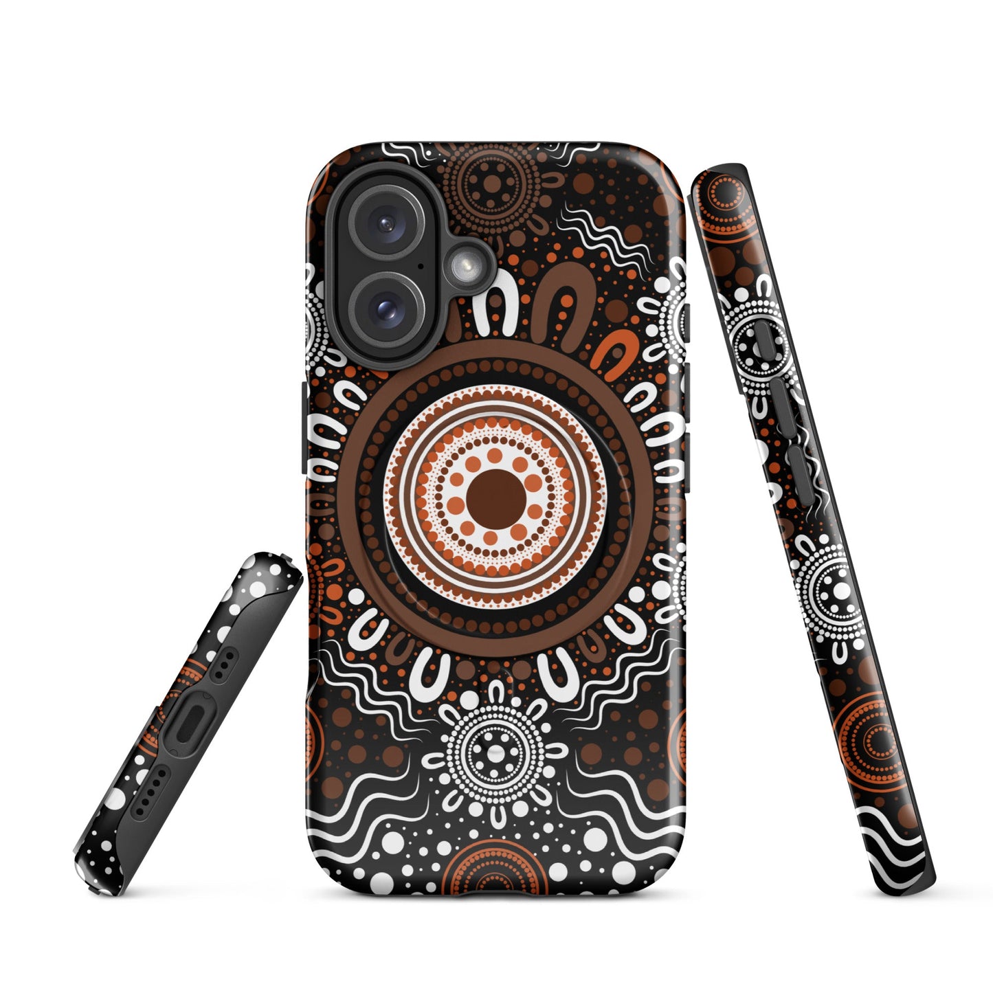 "Woven Together" Black and Brown MagSafe® Tough Case for iPhone® - Aboriginal Art by Lani