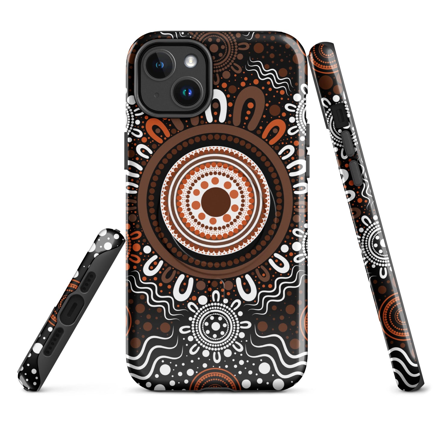 "Woven Together" Black and Brown MagSafe® Tough Case for iPhone® - Aboriginal Art by Lani