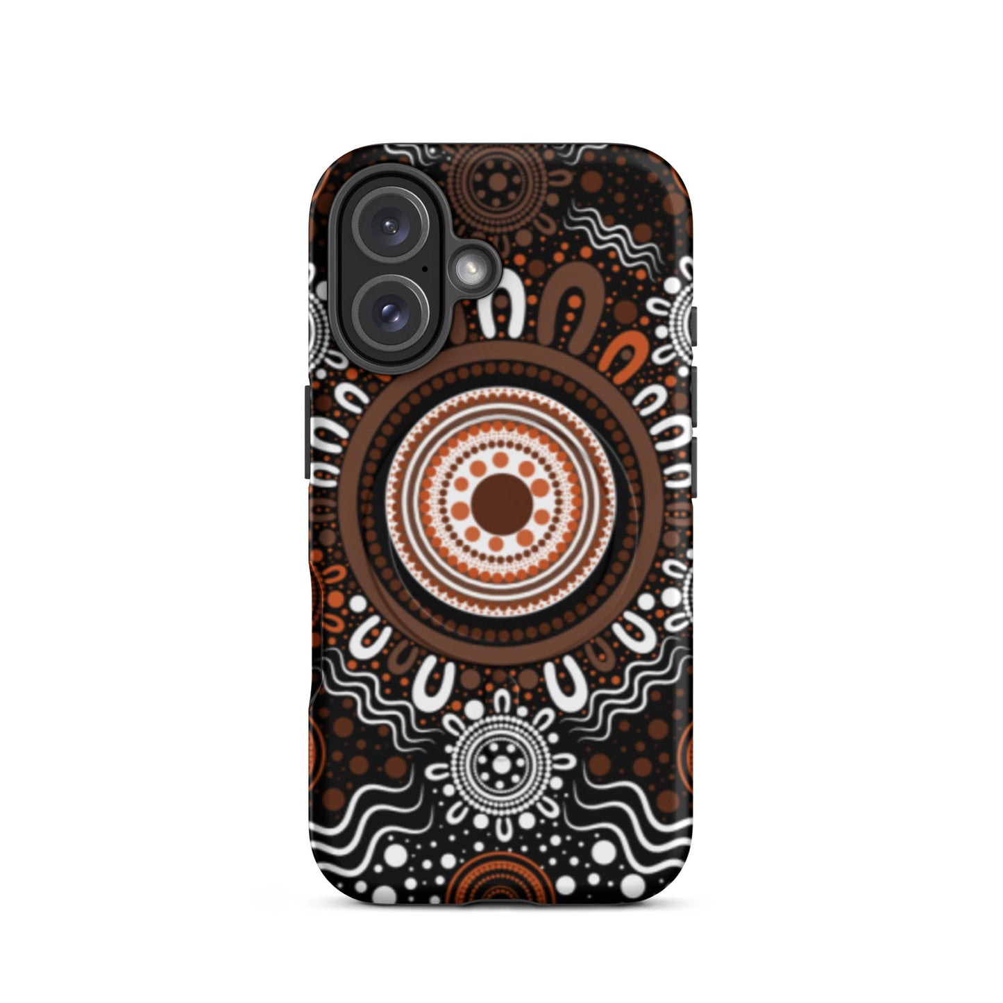 "Woven Together" Black and Brown MagSafe® Tough Case for iPhone® - Aboriginal Art by Lani