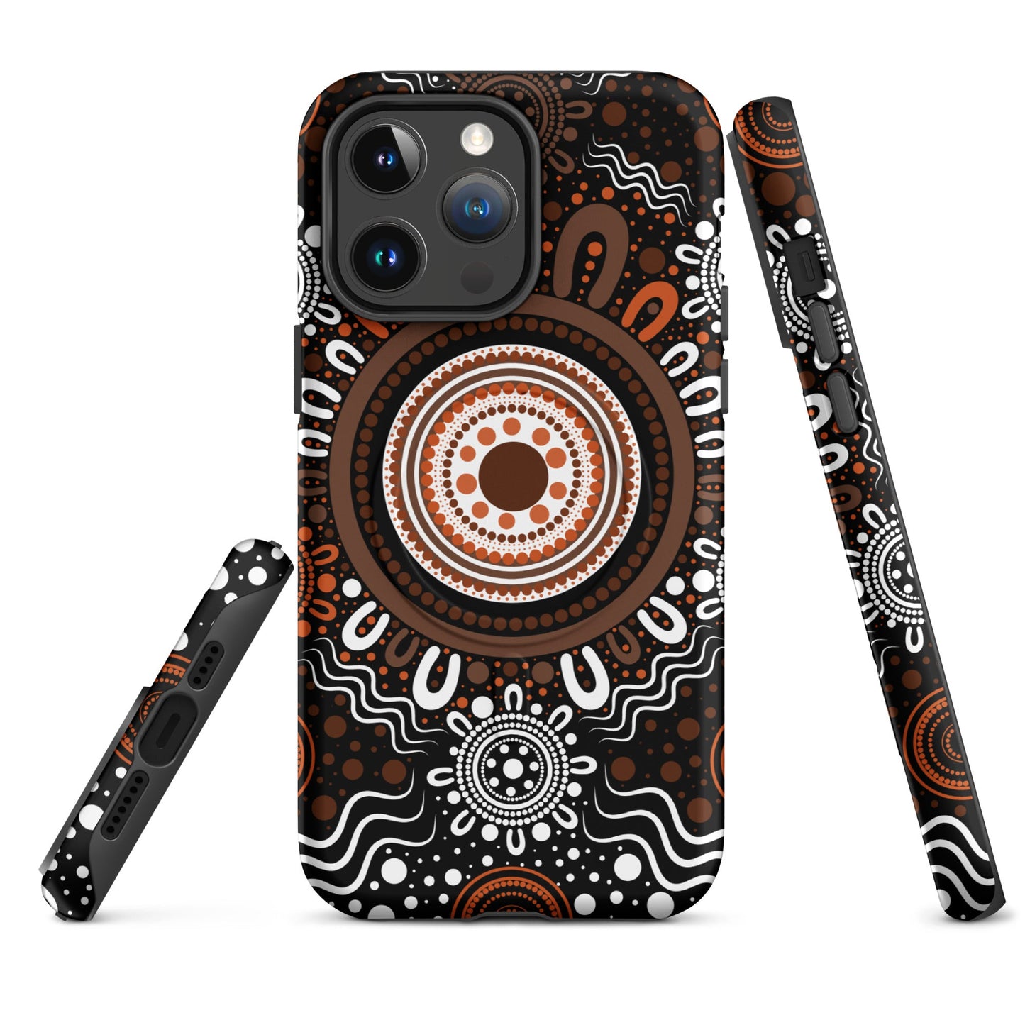"Woven Together" Black and Brown MagSafe® Tough Case for iPhone® - Aboriginal Art by Lani