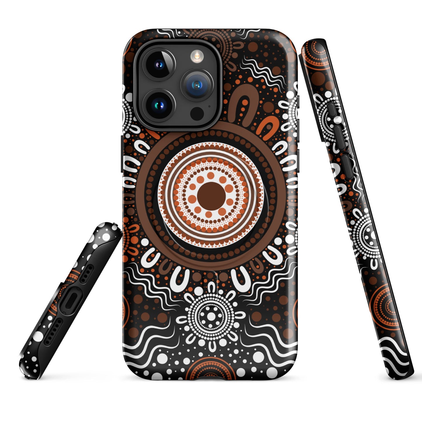 "Woven Together" Black and Brown MagSafe® Tough Case for iPhone® - Aboriginal Art by Lani