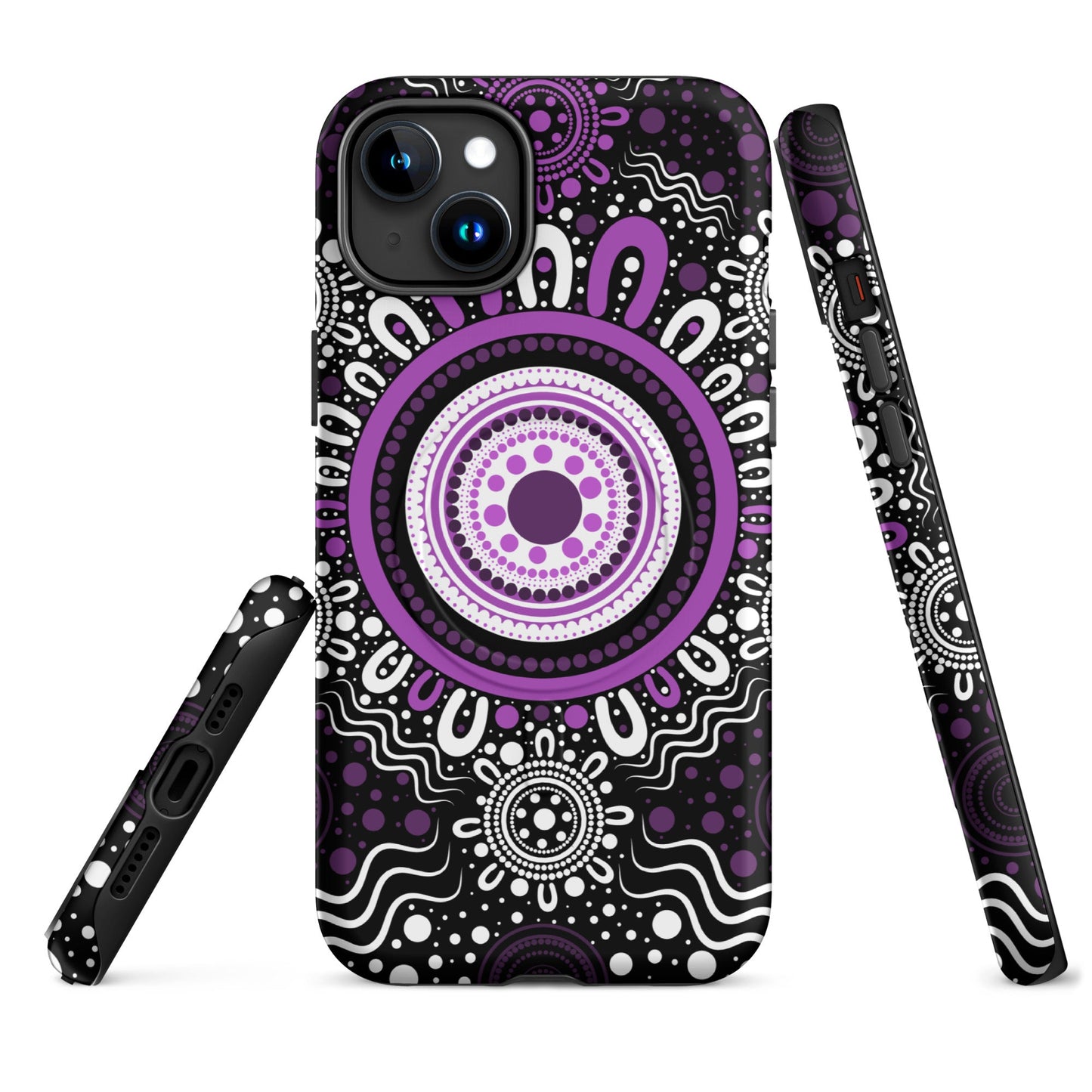 "Woven Together" Black and Purple MagSafe® Tough Case for iPhone® - Aboriginal Art by Lani