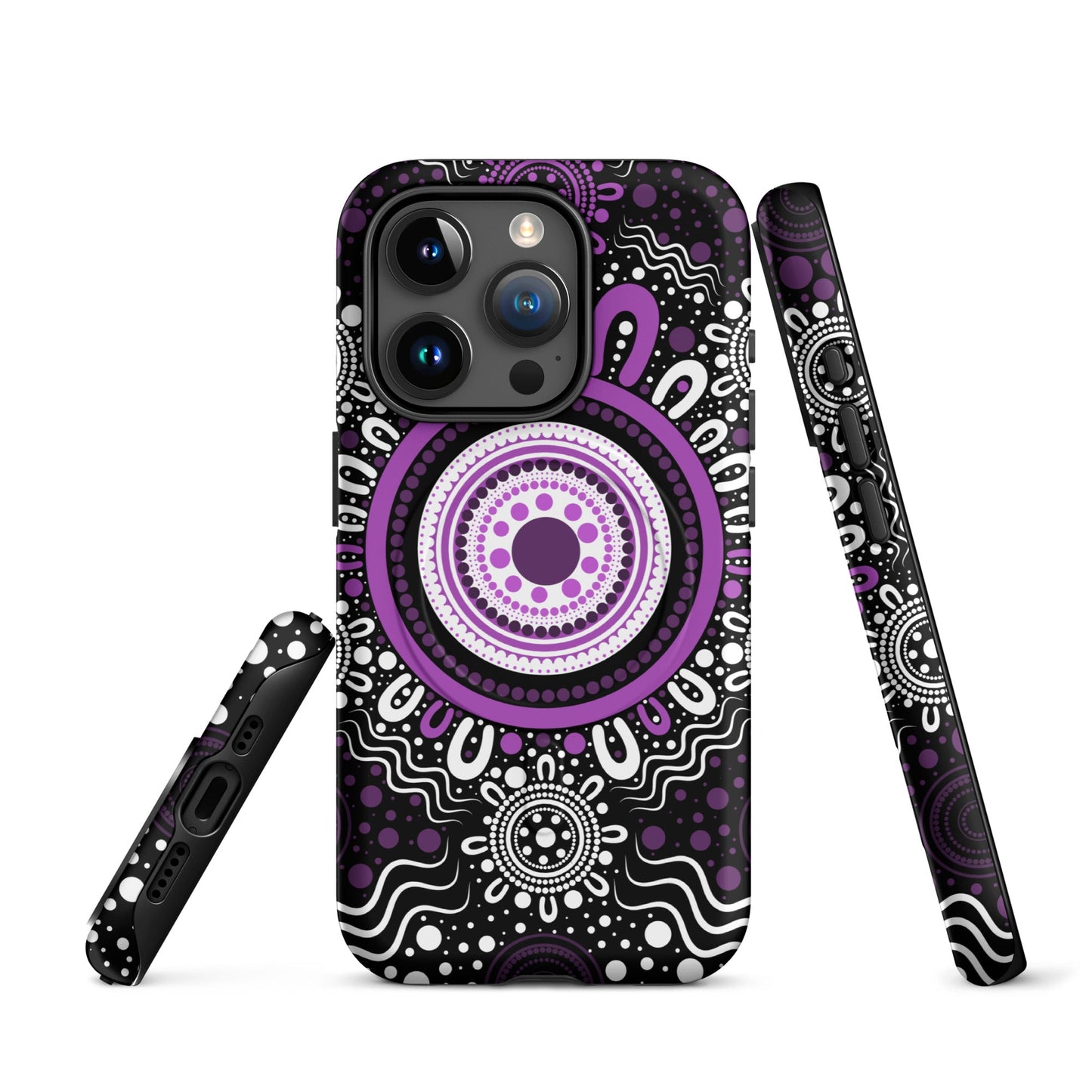 "Woven Together" Black and Purple MagSafe® Tough Case for iPhone® - Aboriginal Art by Lani