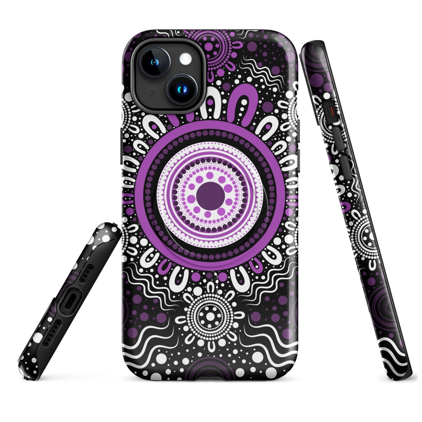 "Woven Together" Black and Purple MagSafe® Tough Case for iPhone® - Aboriginal Art by Lani