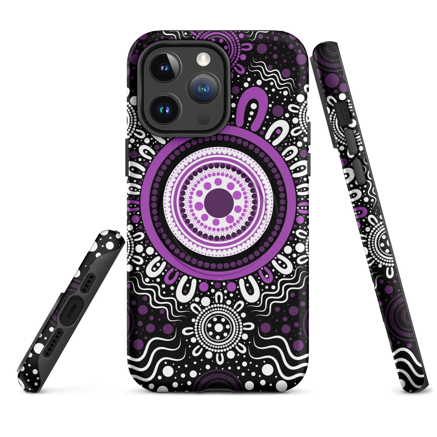 "Woven Together" Black and Purple MagSafe® Tough Case for iPhone® - Aboriginal Art by Lani