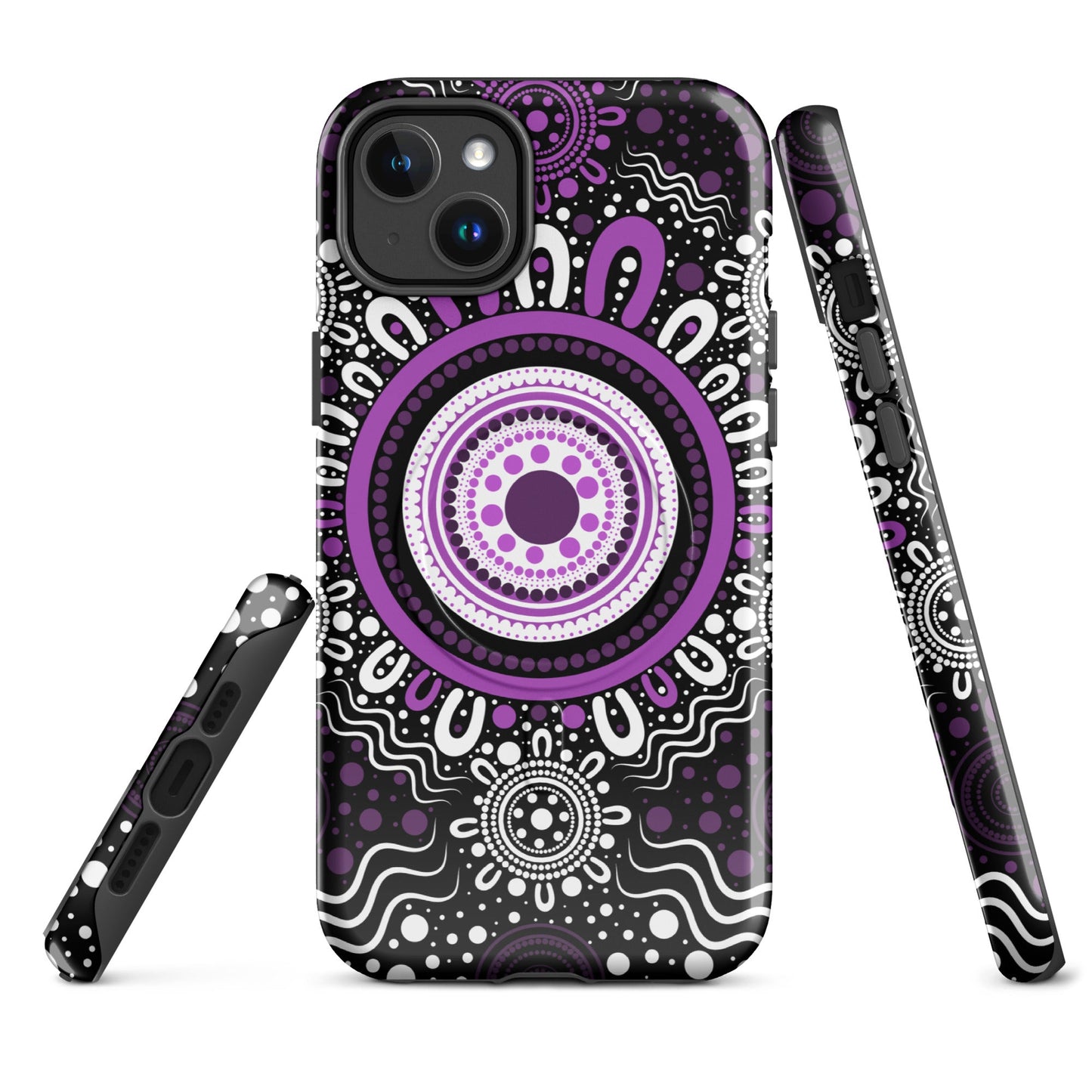 "Woven Together" Black and Purple MagSafe® Tough Case for iPhone® - Aboriginal Art by Lani