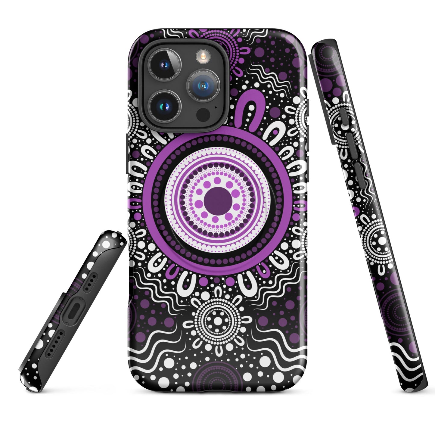 "Woven Together" Black and Purple MagSafe® Tough Case for iPhone® - Aboriginal Art by Lani