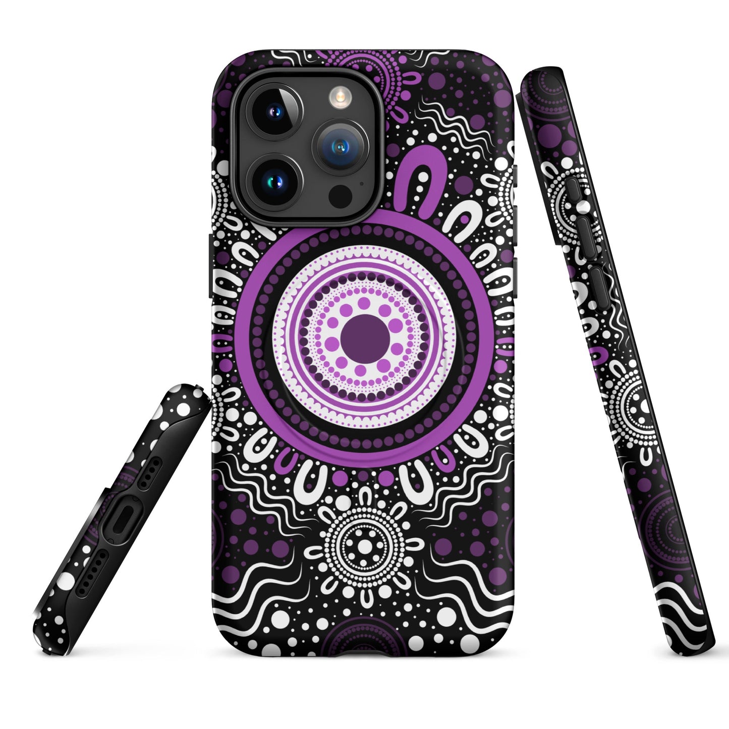 "Woven Together" Black and Purple MagSafe® Tough Case for iPhone® - Aboriginal Art by Lani