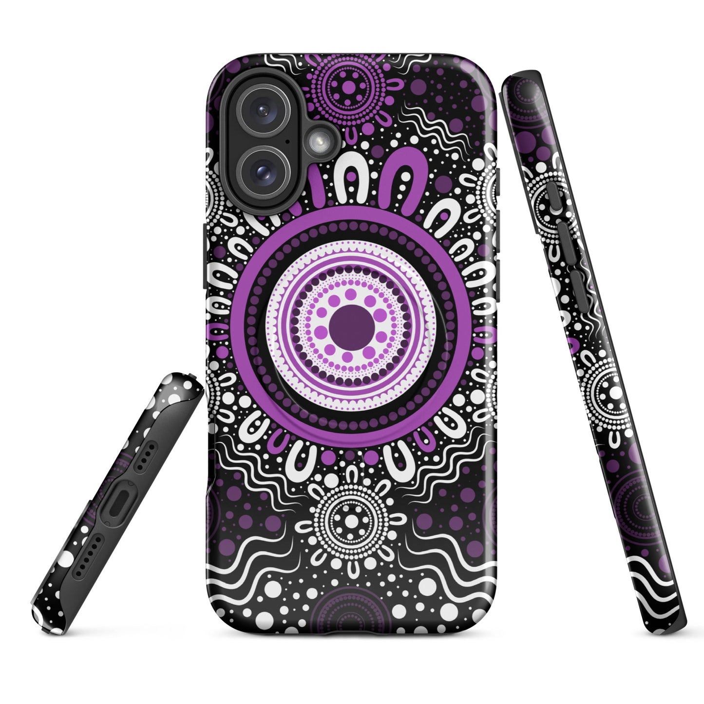 "Woven Together" Black and Purple MagSafe® Tough Case for iPhone® - Aboriginal Art by Lani