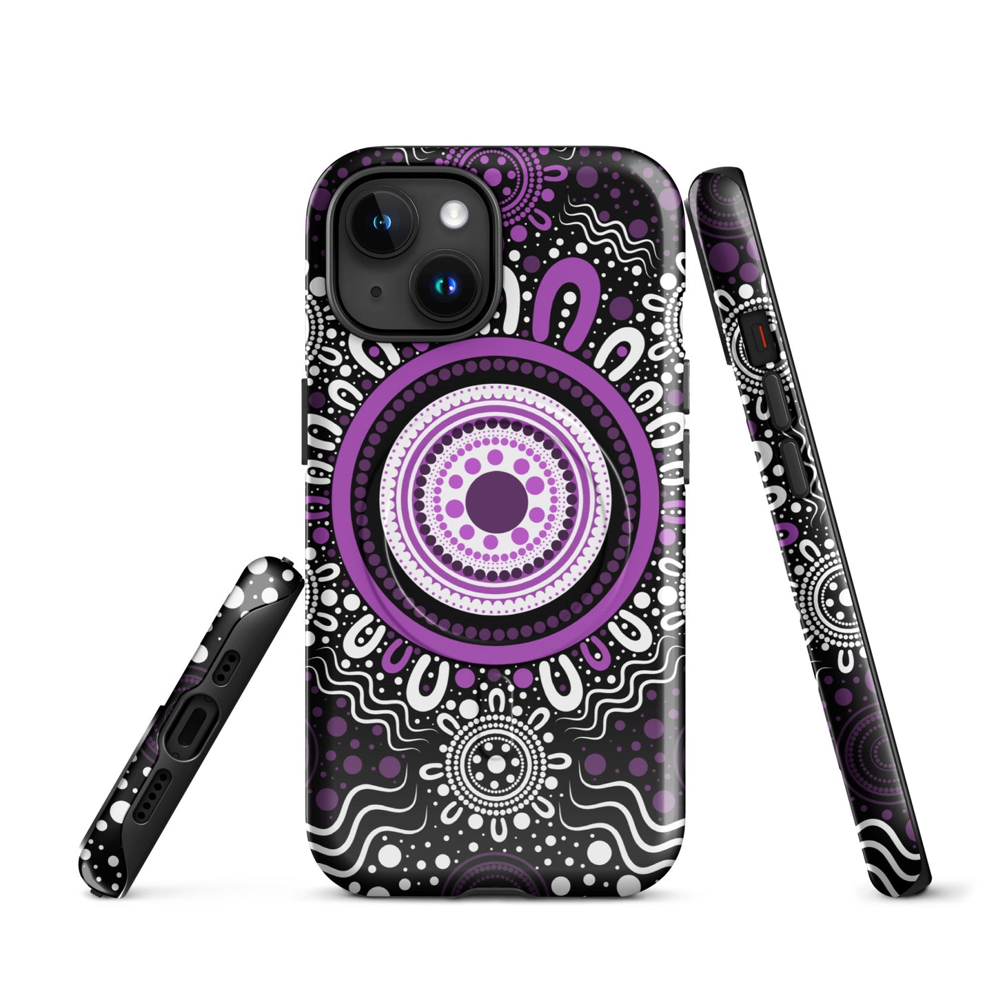 "Woven Together" Black and Purple MagSafe® Tough Case for iPhone® - Aboriginal Art by Lani
