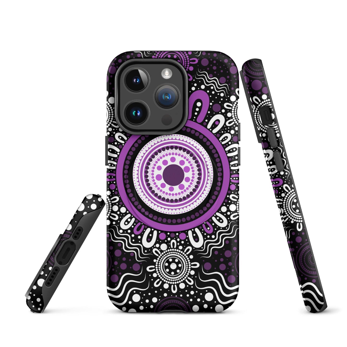 "Woven Together" Black and Purple MagSafe® Tough Case for iPhone® - Aboriginal Art by Lani