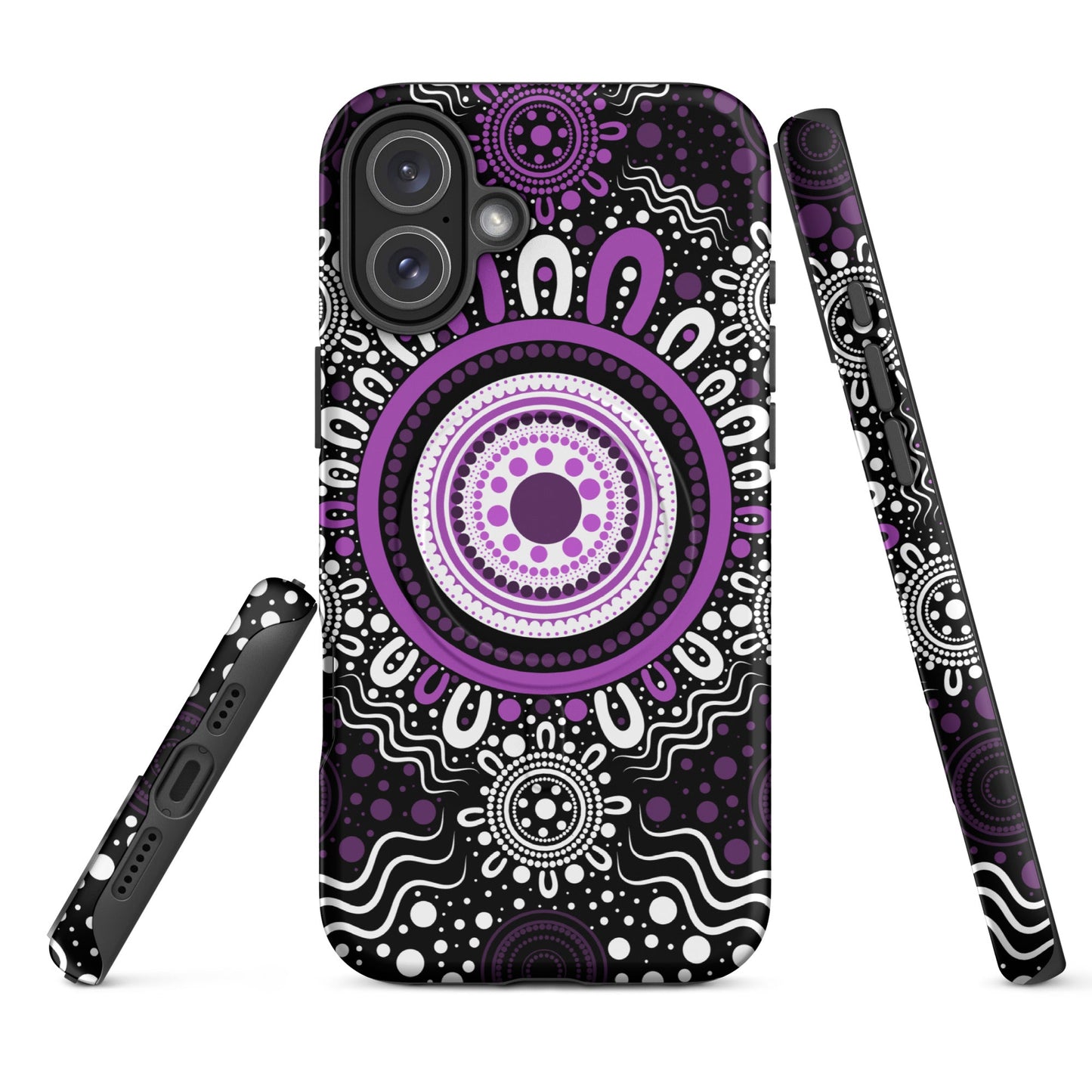 "Woven Together" Black and Purple MagSafe® Tough Case for iPhone® - Aboriginal Art by Lani