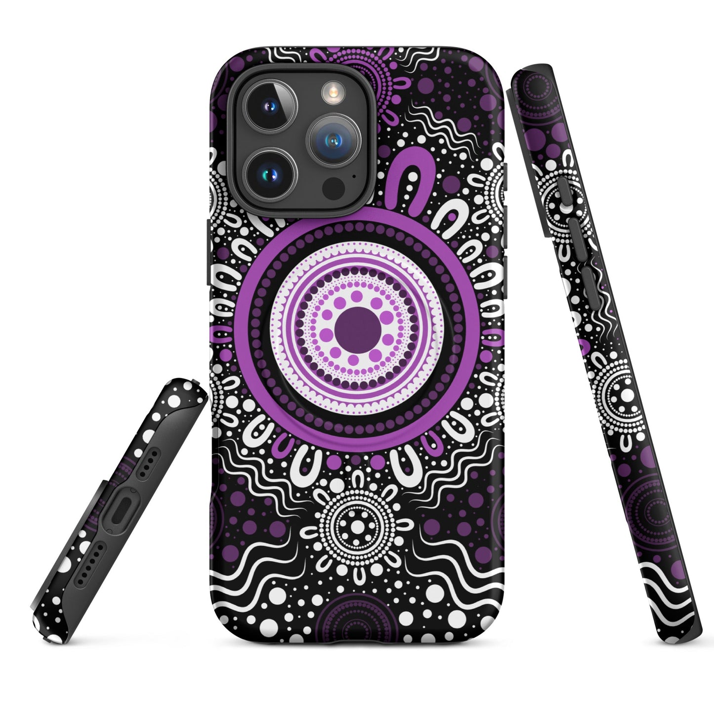 "Woven Together" Black and Purple MagSafe® Tough Case for iPhone® - Aboriginal Art by Lani