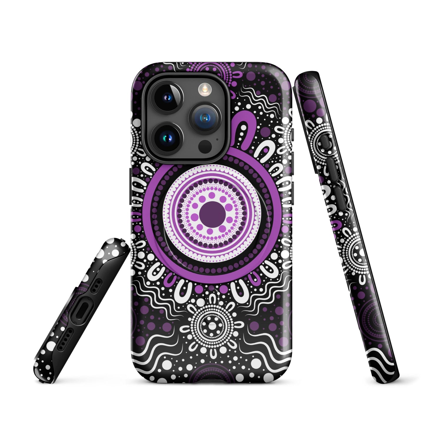 "Woven Together" Black and Purple MagSafe® Tough Case for iPhone® - Aboriginal Art by Lani
