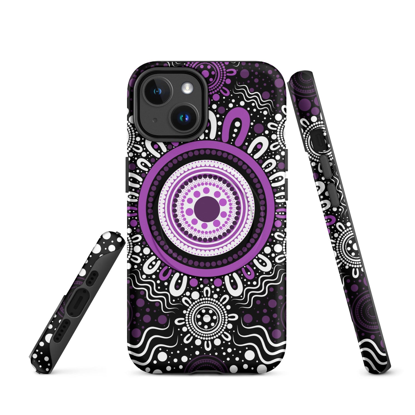 "Woven Together" Black and Purple MagSafe® Tough Case for iPhone® - Aboriginal Art by Lani